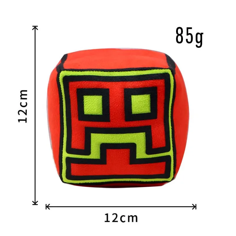 12cm Geometry Dash Cube Plush Toys Small Pillow Stuffed Plushie Doll Square Pendant Game Cute Home Decor Children Birthday Gift