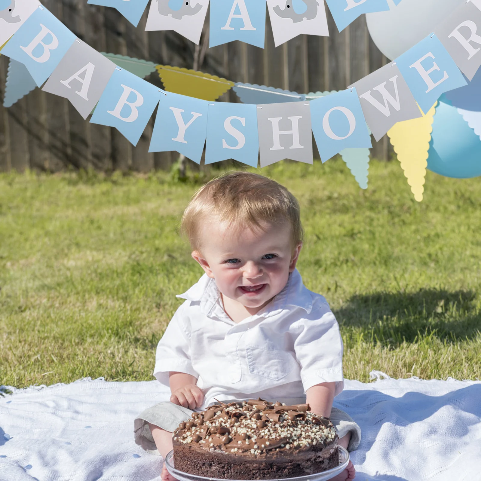 

1Set Baby Shower Banner Elephant Baby Boy Shower Birthday Party Decorations Supplies Baptism Centerpieces for Tables