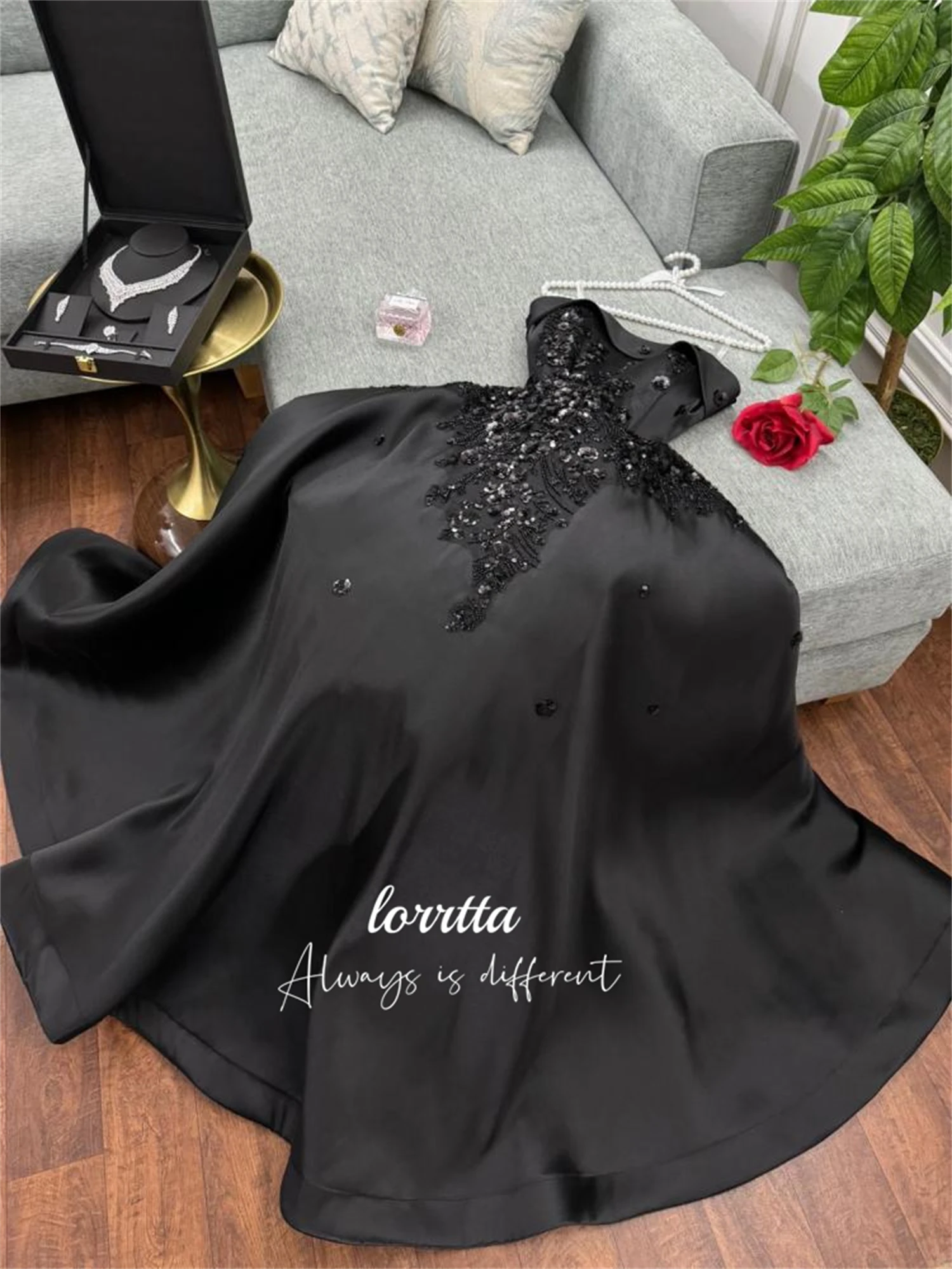 Lorrtta Line A Ball Gown Eid Dress Graduation Glitter Decoration Satin Party Evening Dresses for Special Occasions