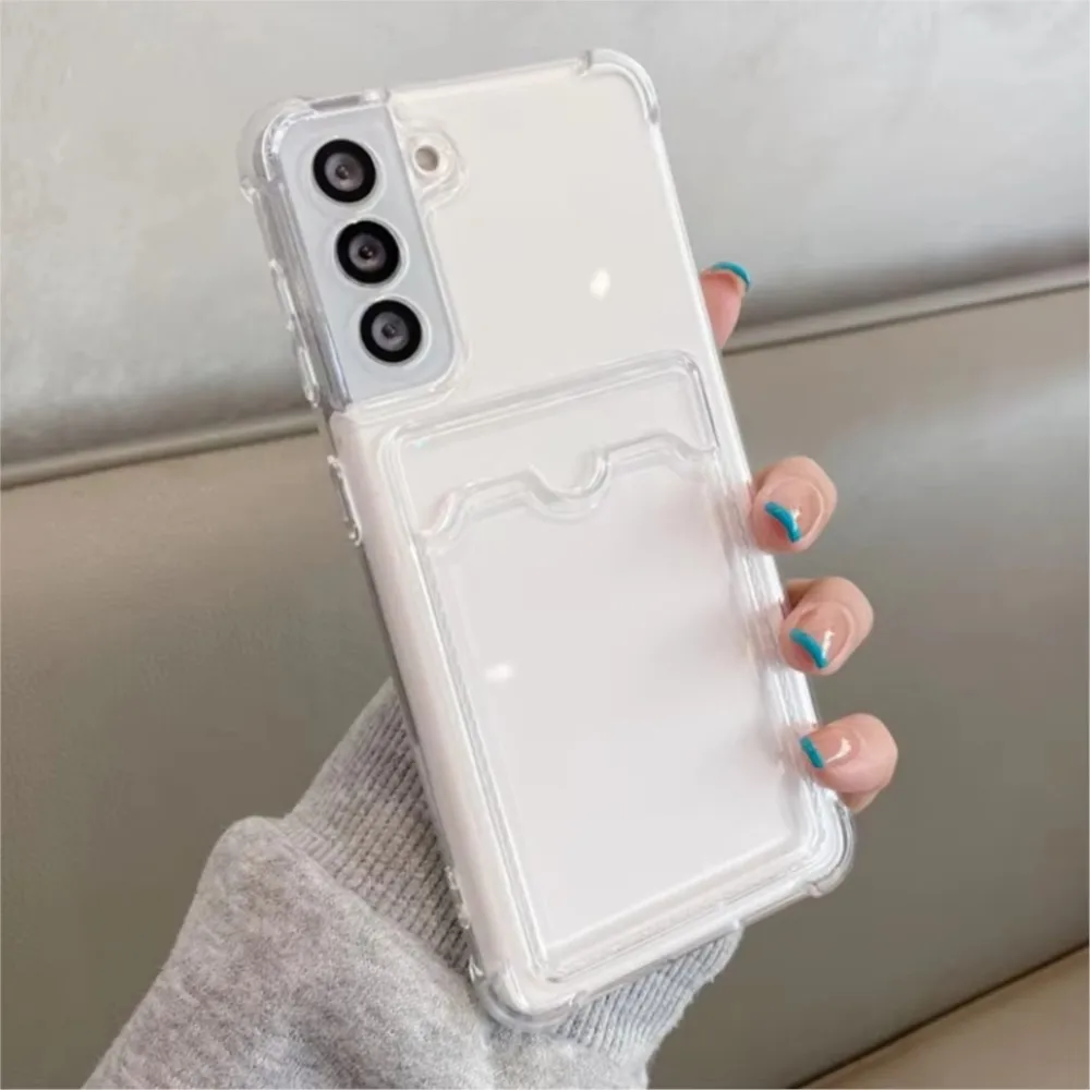 Clear Silicone Card Slot Holder Phone Case For Samsung S26 Ultra S25 Plus S24 FE S23 S22 Ultra Transparent Soft Photo Bag Cover view 3