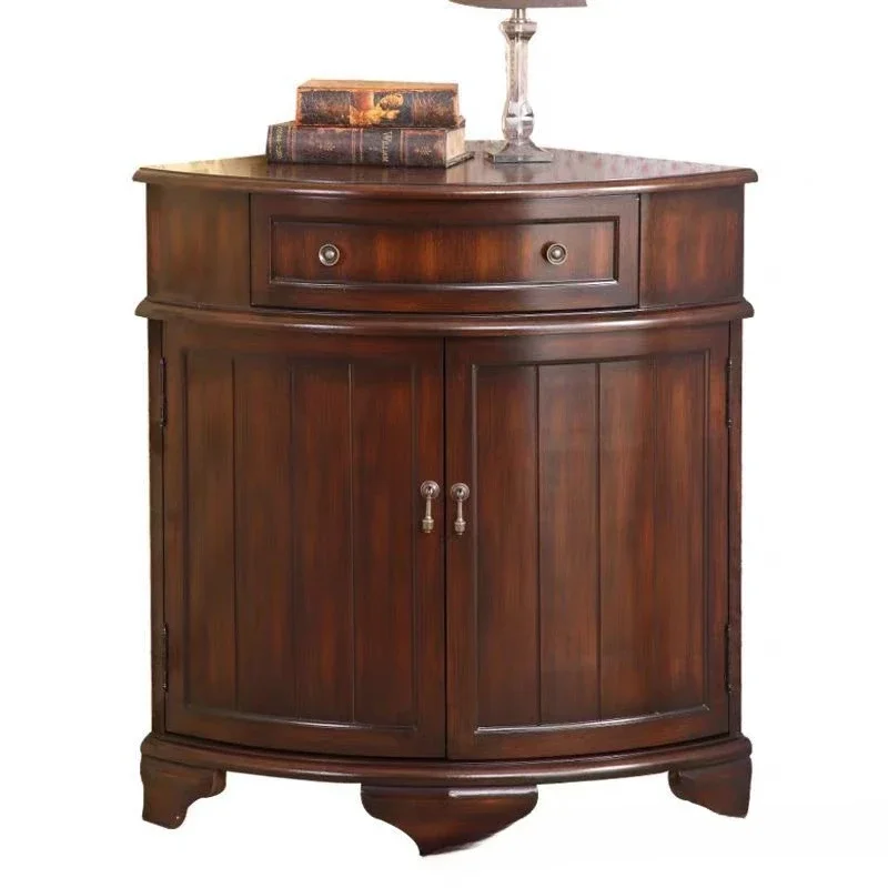

American solid wood corner locker, living room side chest solid wood kitchen