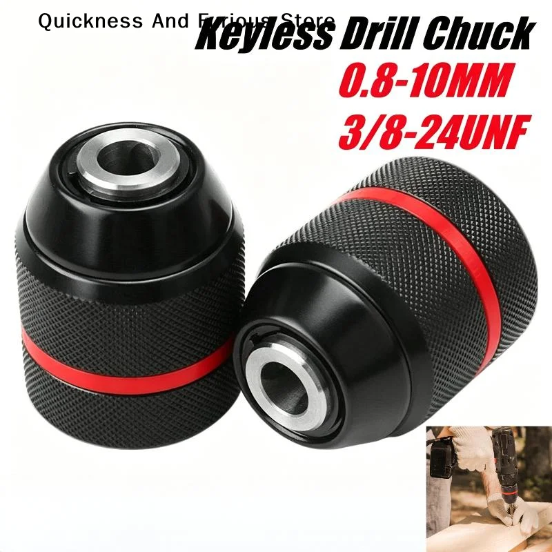 【TO】10mm Hard Metal Drill Chuck Self Locking Keyless Electric Tools 3/8-24UNF Thread For Rechargeable Electric Drills