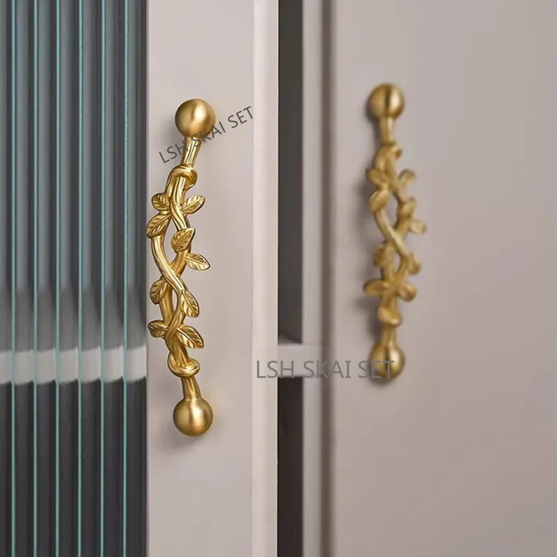1PC Exquisite Brass Cabinet Door Handles Creative Wardrobe Cabinet Drawer Knobs Furniture Hardware Kitchen Drawer Handles