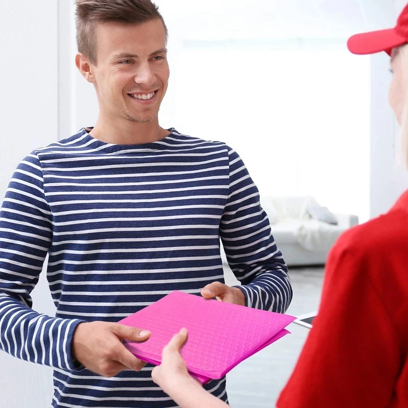 Paquete de envío de burbujas para pequeños negocios, paquete de embalaje, bolsas para embalar productos, sobre de sobres, color rosa, 100 piezas