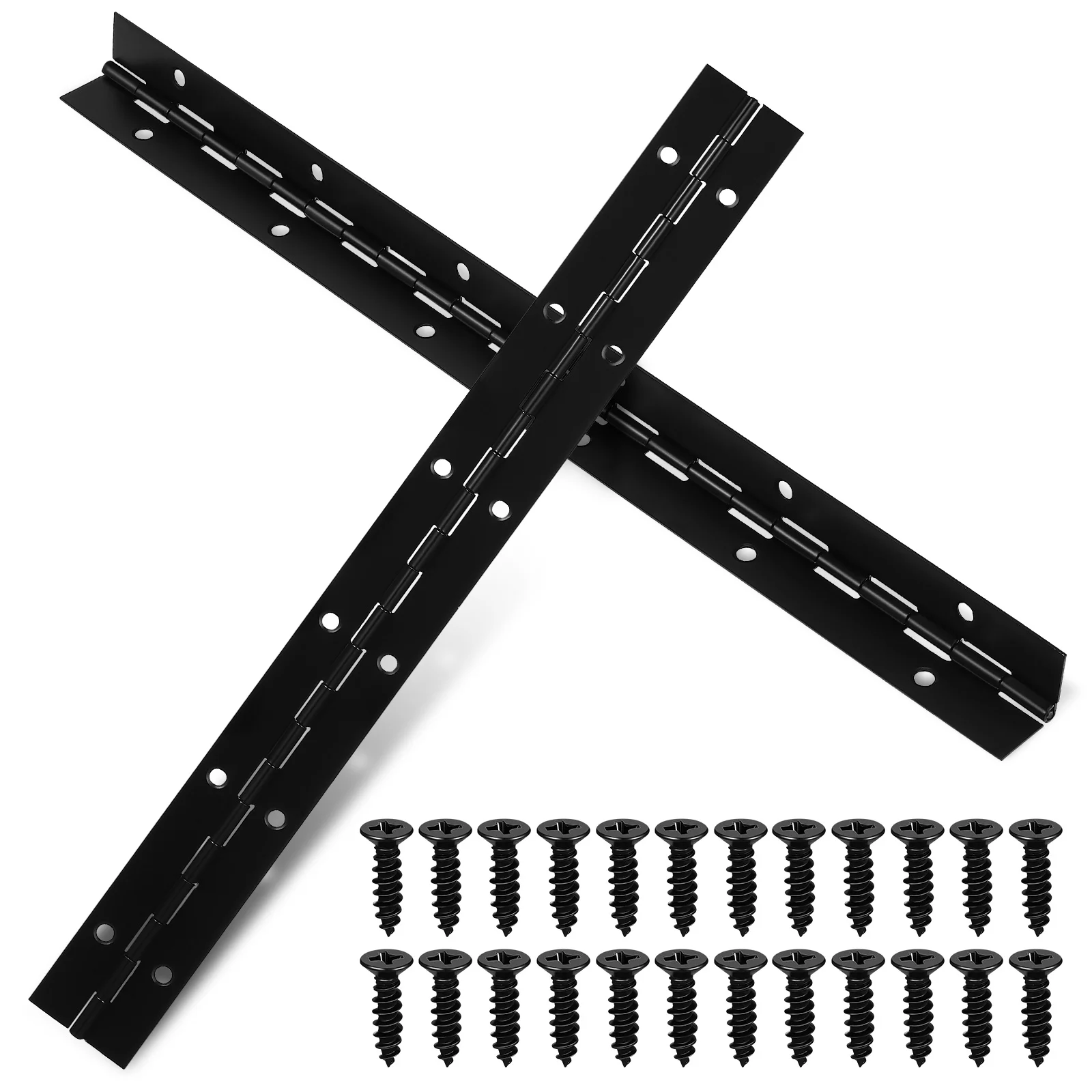 2 Pcs Iron Hinge Piano Hinges Heavy Duty Continuous Metal Long For Crafts Black