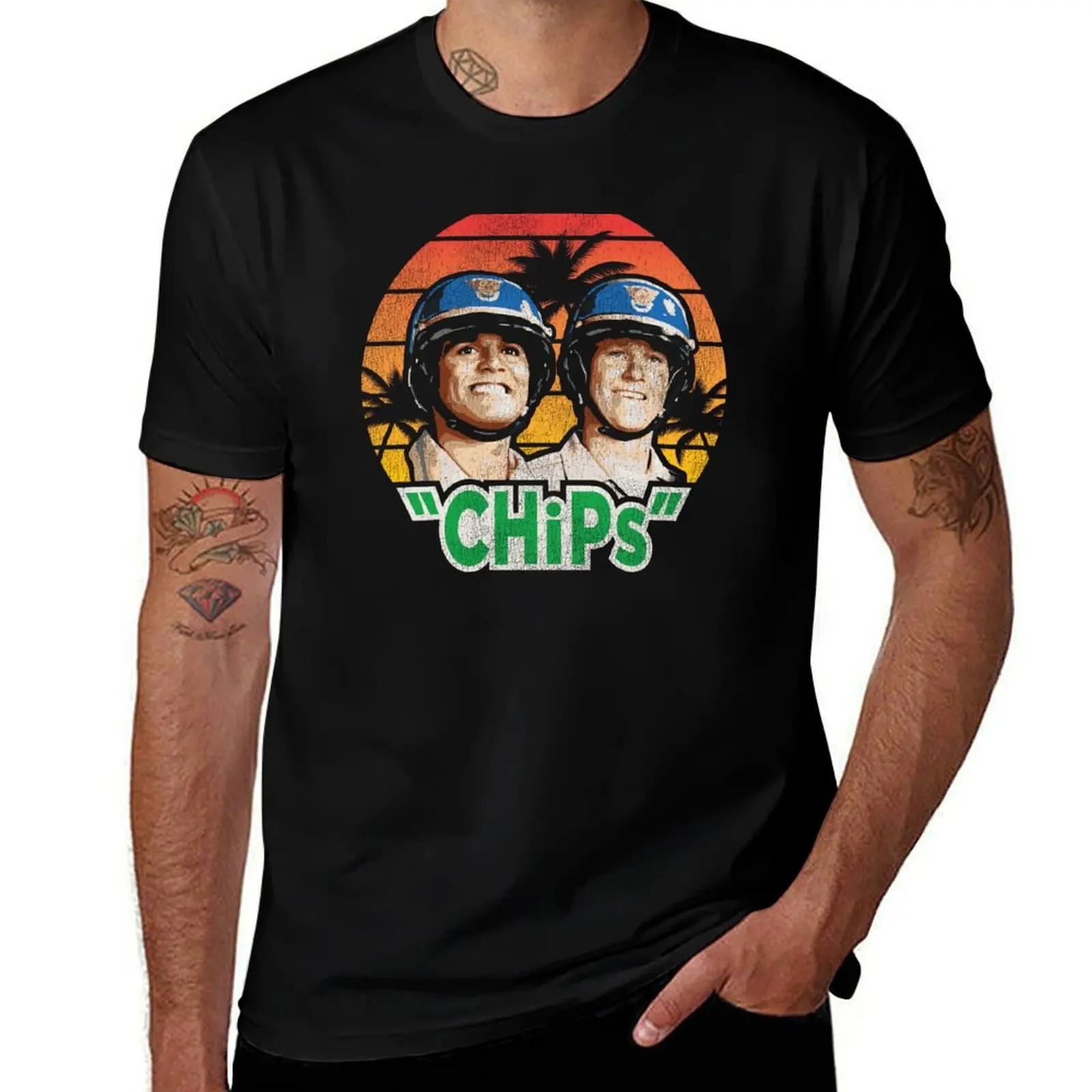 

CHiPs TV Show Retro Worn T-Shirt t shirts for man slim fit t shirts for man pack white T-Shirt