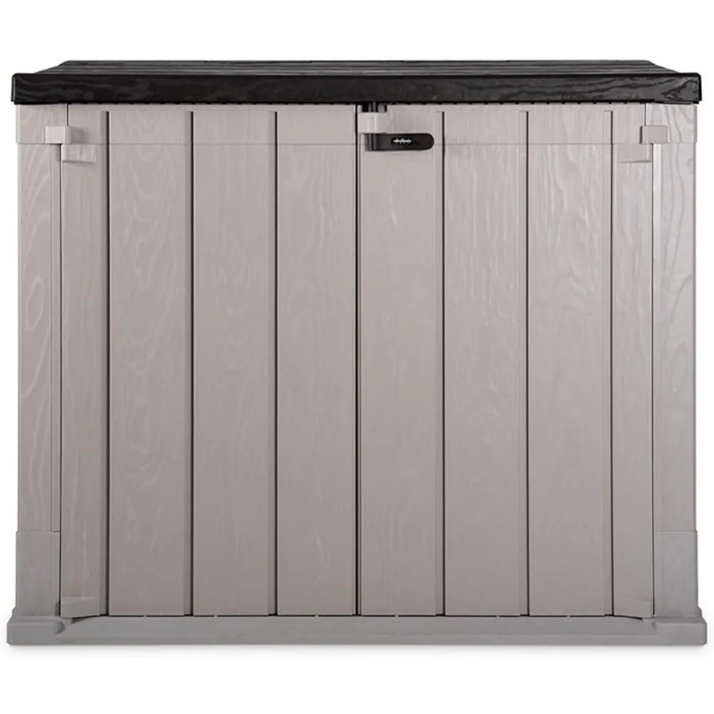 

All Weather Outdoor XL Horizontal Storage Shed Cabinet for Trash Can, Garden Tools, and Yard Equipment