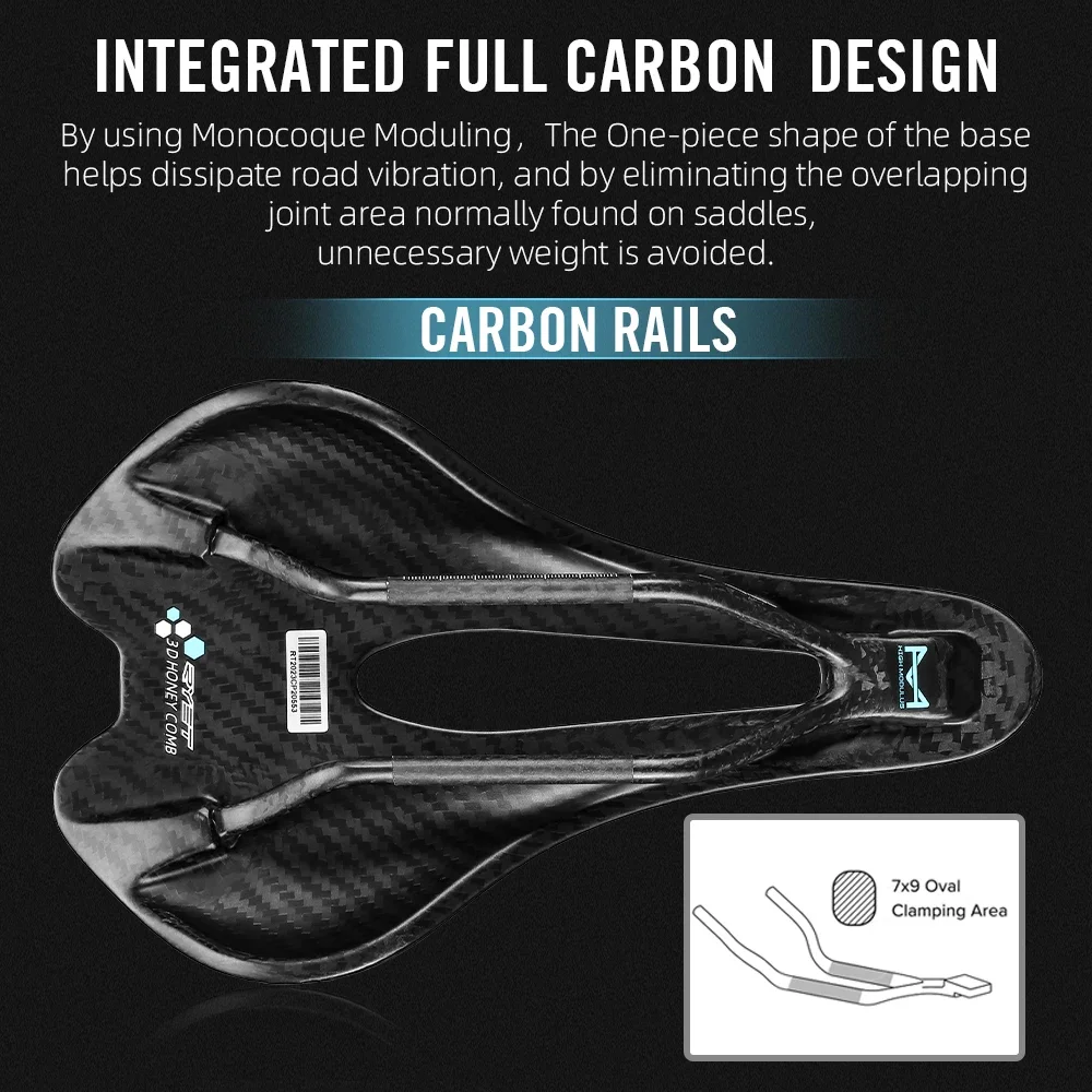 

RYET карбоновое велосипедное седло с 3D принтом 245x145 мм, сверхлегкое EVA для MTB, дорожный гравий, велосипедный спорт, удобные детали сиденья