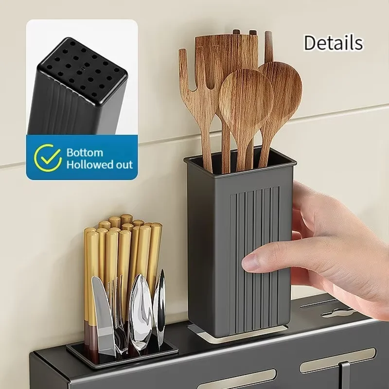 Kitchen Storage Rack Wall-Mounted Multifunctional Storage Knife Rack Detachable Stainless Steel With Multiple Brackets And Hooks image 5