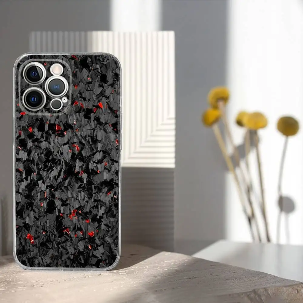 Carbon Fiber Pattern Painting Phone Case For iPhone 17,16,15,14,13,12,11 Pro,Max,Plus,X,XS,XR,SE4,E Mini Transparent Soft Cover