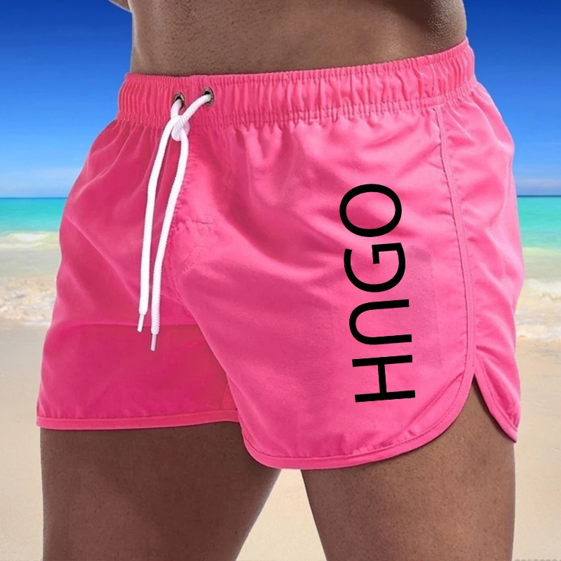 Calções de natação leves para homens, secagem rápida, cintura baixa, shorts de praia sexy, maiô masculino, calções de tronco, nova tendência, verão,