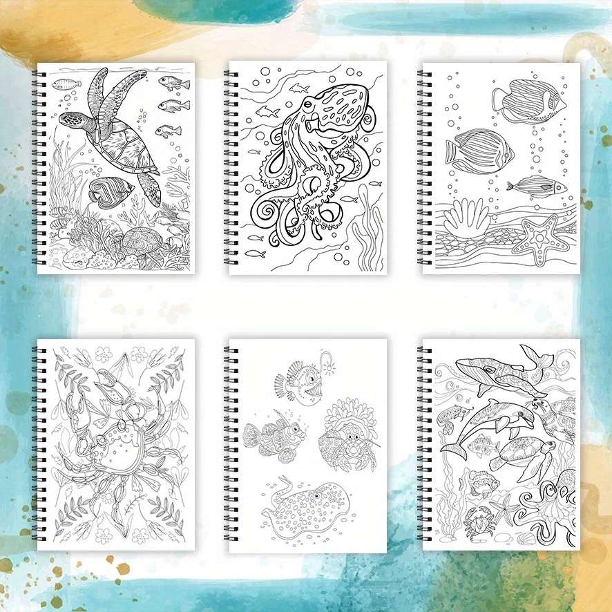 Sea Life Adult Coloring Book - 8.3x 11.2 Inch 32 Page Coloring Book - Helps Reduce Stress and Ease Emotions