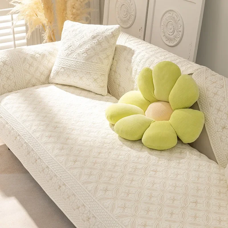 

Washed Cotton Sofa Cushion Modern Seat Cushion Non-slip Jacquard Sofa Cover Homestay Four Seasons Universal Cover Cloth Towel