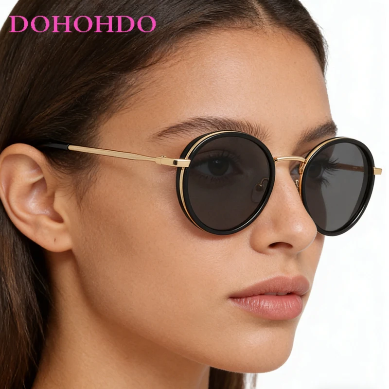

Vintage Round Frame Metal Leg Women Sunglasses Brand Designeren Sun Glasses For Trendy Shades Outdoor Drive Travel Eyewear UV400