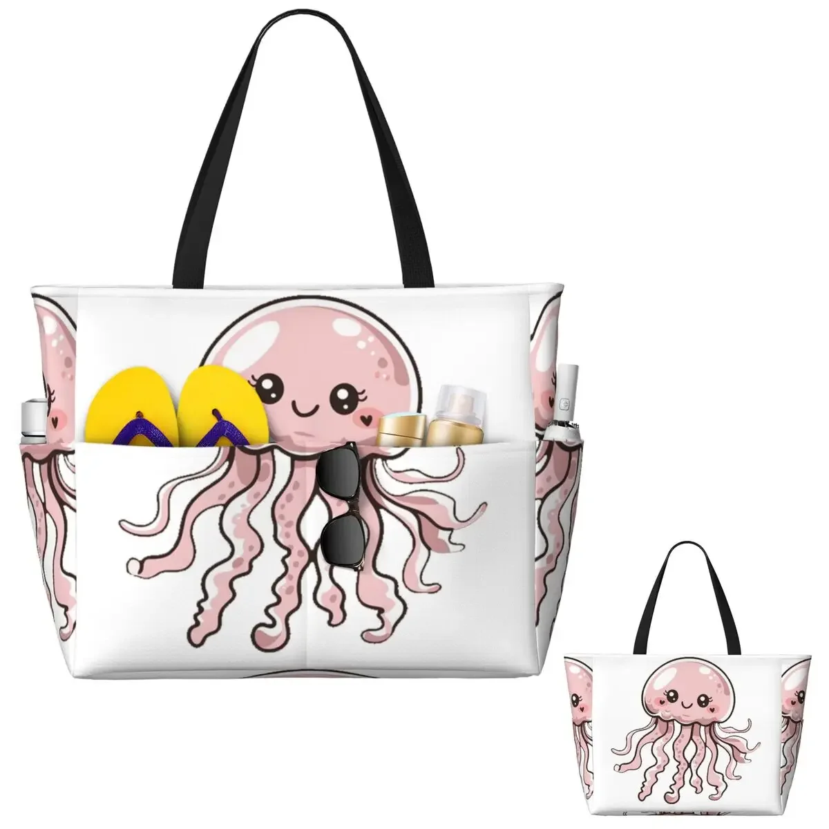 

Cute Jellyfish Kawaii Design Beach Tote Bag Sport Gym Yoga Duffle Large Tote Bag Women Travel Bag Fitness bag