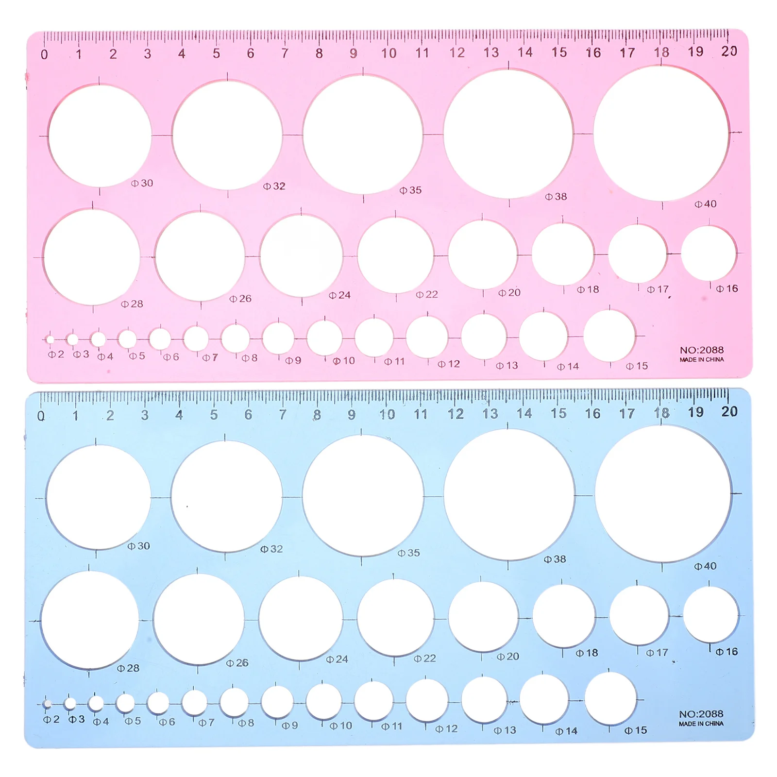 

2Pcs Circle Stencil Template Drawing Tools Plastic Geometric Ruler for School Office Drafting Precision Design