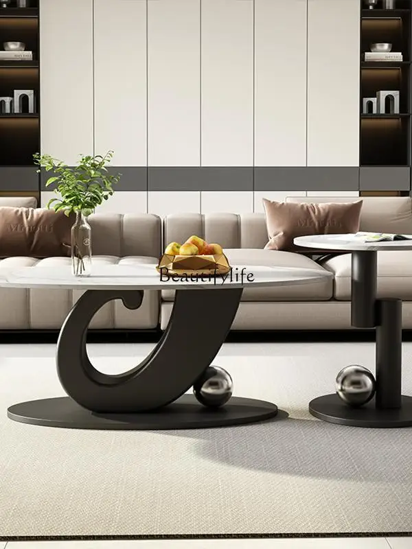 

Italian light luxury rock slab coffee table simple modern home living room new coffee table