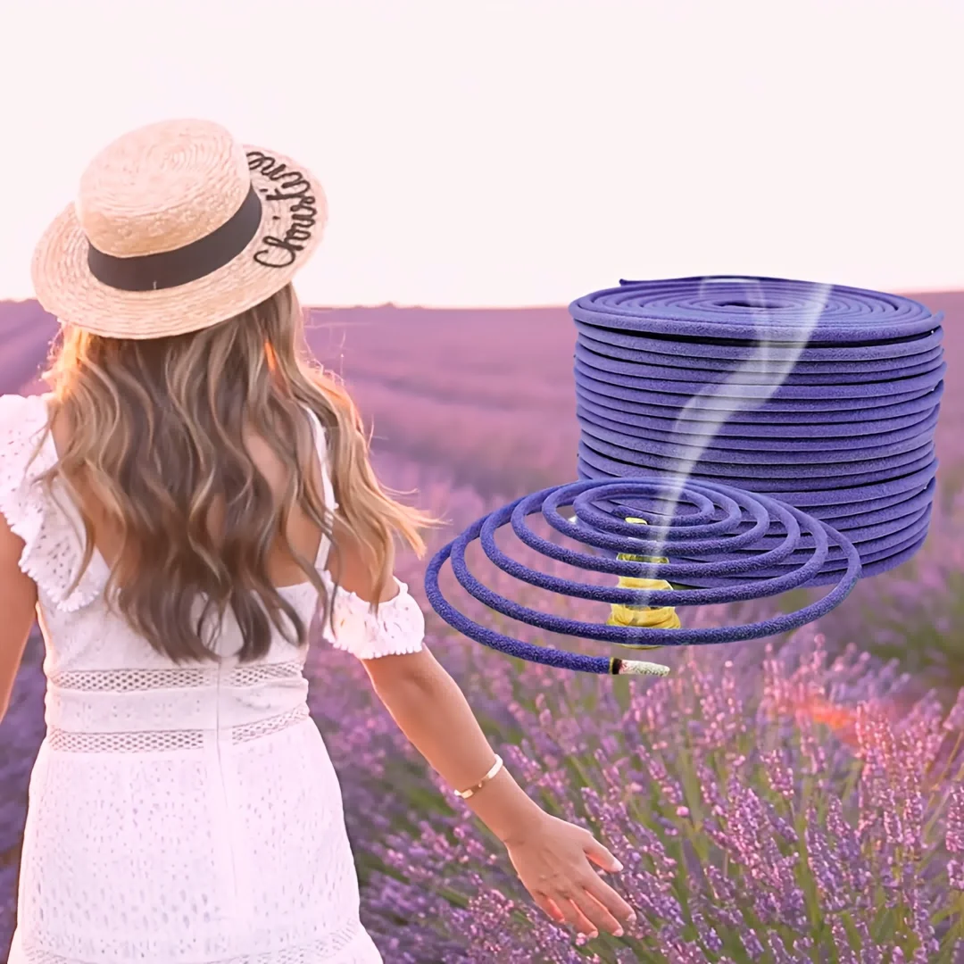 Lavendel-Aromatherapie-Rollen - 20/60/80 Natürliche Spiralen | Lange Brenndauer (4 Stunden) | Ideal für Terrassen, Balkone, Schwimmbecken, Campingausflüge und Gärten. | Das perfekte Sommergeschenk und eine schöne Dekoration für Ihr Zuhause: Duftrollen für den Außenbereich. – Detail 1
