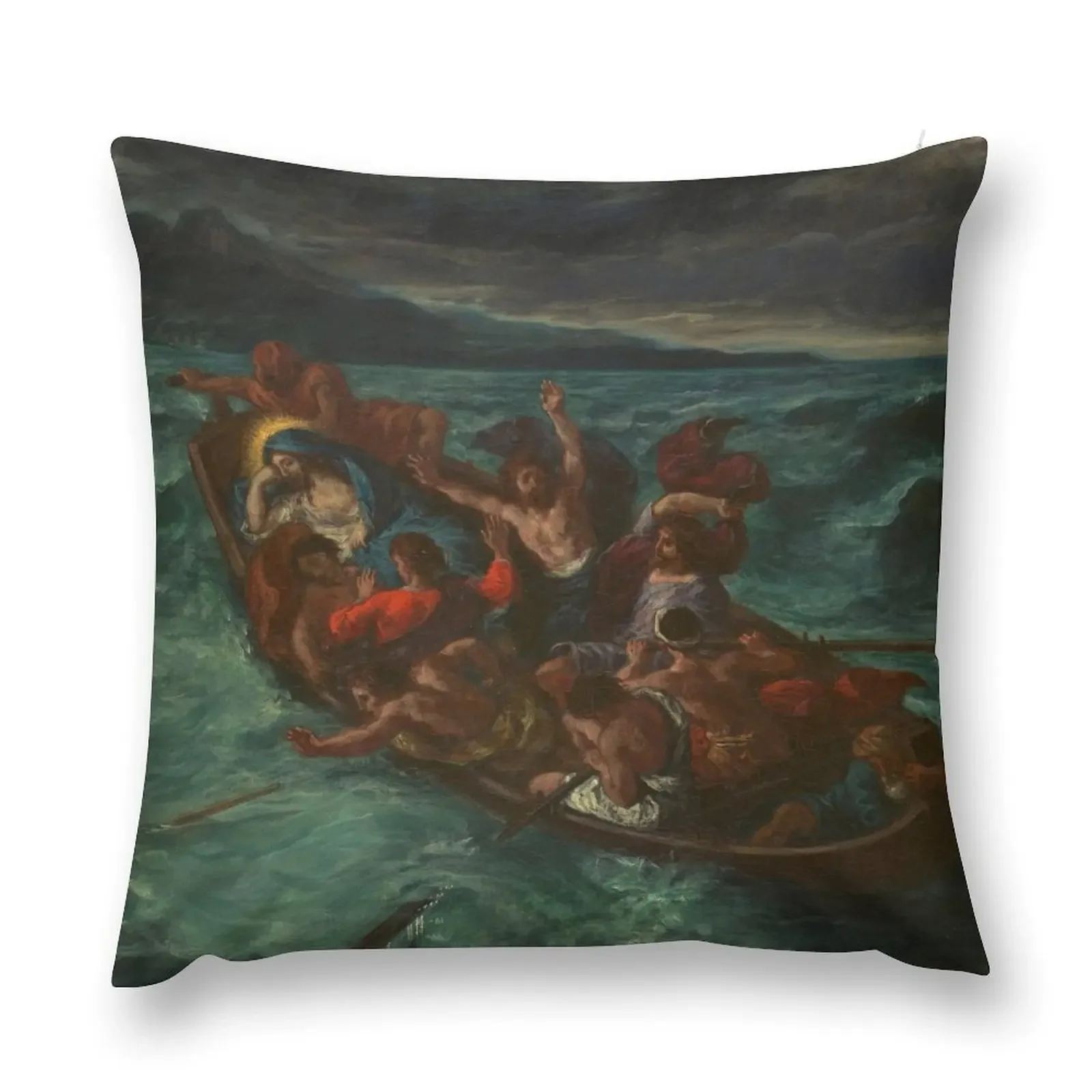 Christ Asleep During the Tempest Eugène Delacroix 1853 Gospel Biblical Art Throw Pillow Pillow Decor Plaid Sofa pillow