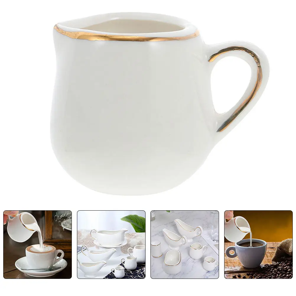 

Керамический кувшин для сливок с золотым ободком, многофункциональный дозатор для молока и соусов, для дома и кофейни, аксессуар для дома