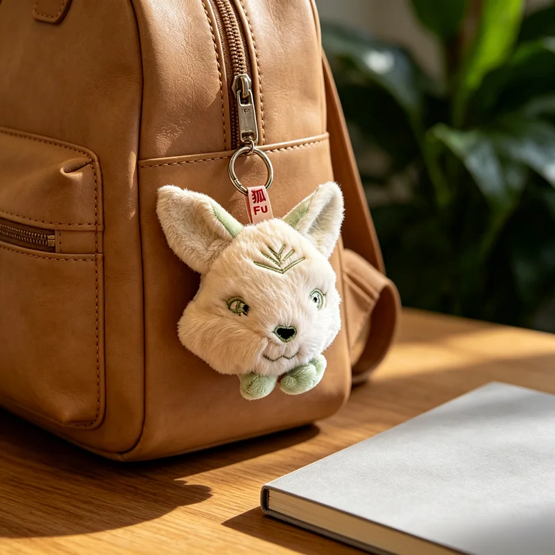 Original Design Cute Fluffy Fox Plush Keychain Soft Stuffed Doll Bag Pendant Fox Key Ring Backpack Gift For Women Girls