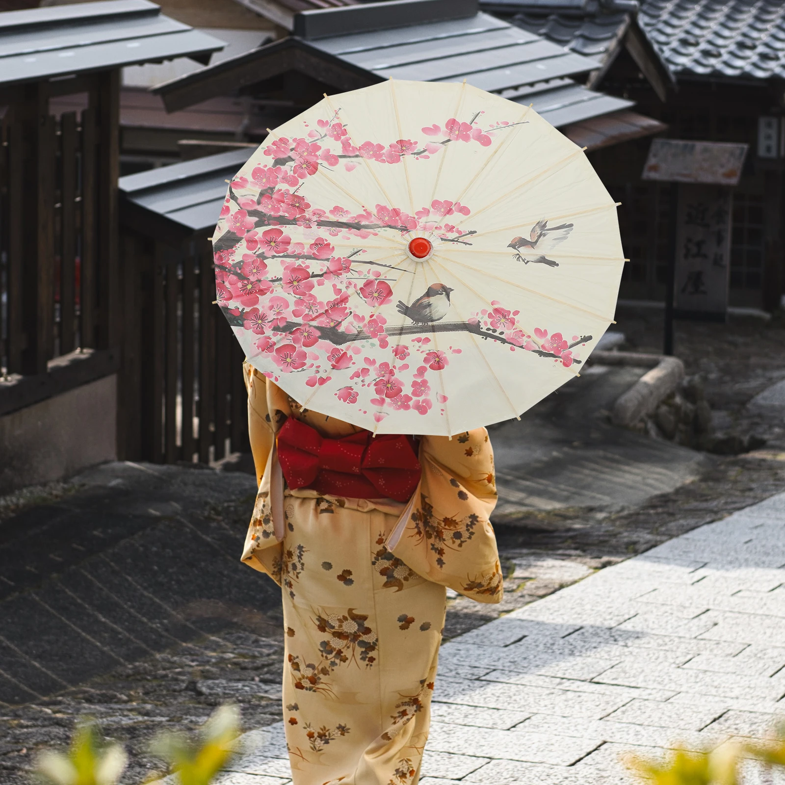 

Retro Oil Umbrella 60cm Decorative Wood Handle Decorative Paper Umbrella Parasol for Photo Props Stage Wedding PartyDecoration