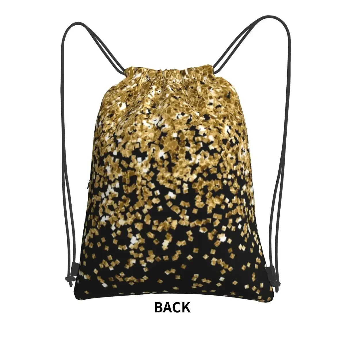 Black And Gold Glitter Pattern Backpacks Drawstring Bag Drawstring Bundle Pocket Sundries Bags For Travel Sport Man Woman