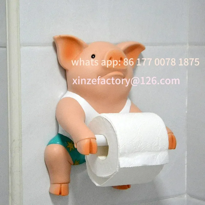 

Customizable Creative Piggy Tissue Holder Wall-mounted Bathroom Toilet Decoration Cartoon Living Room Bathroom Kitchen RollPaper