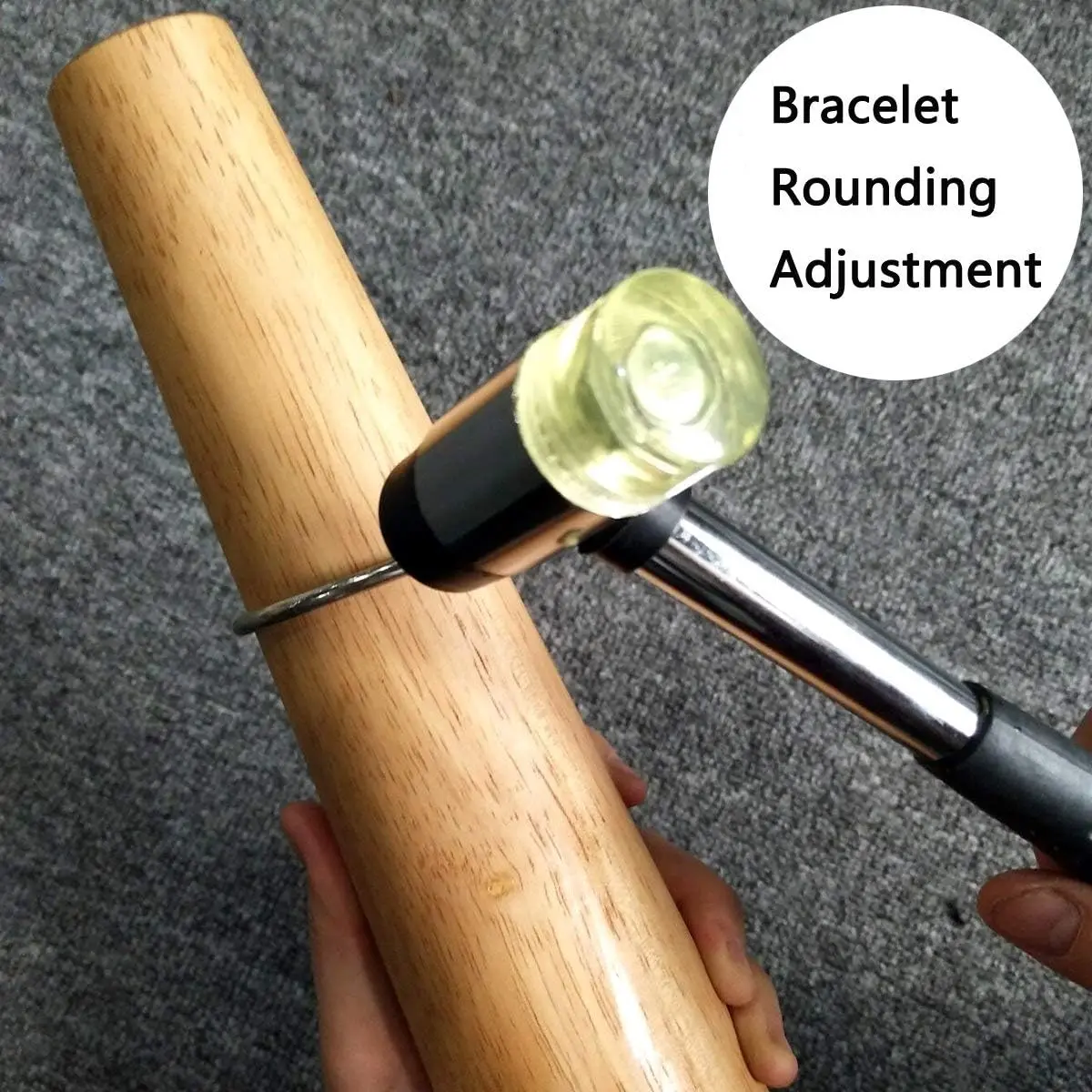 Wood Bracelet Mandrel Kit Plastic Wrist Sizer Rubber Jewelers Hammer & Oval Bangle Shaper DIY Jewelry Making Maintenance Tools
