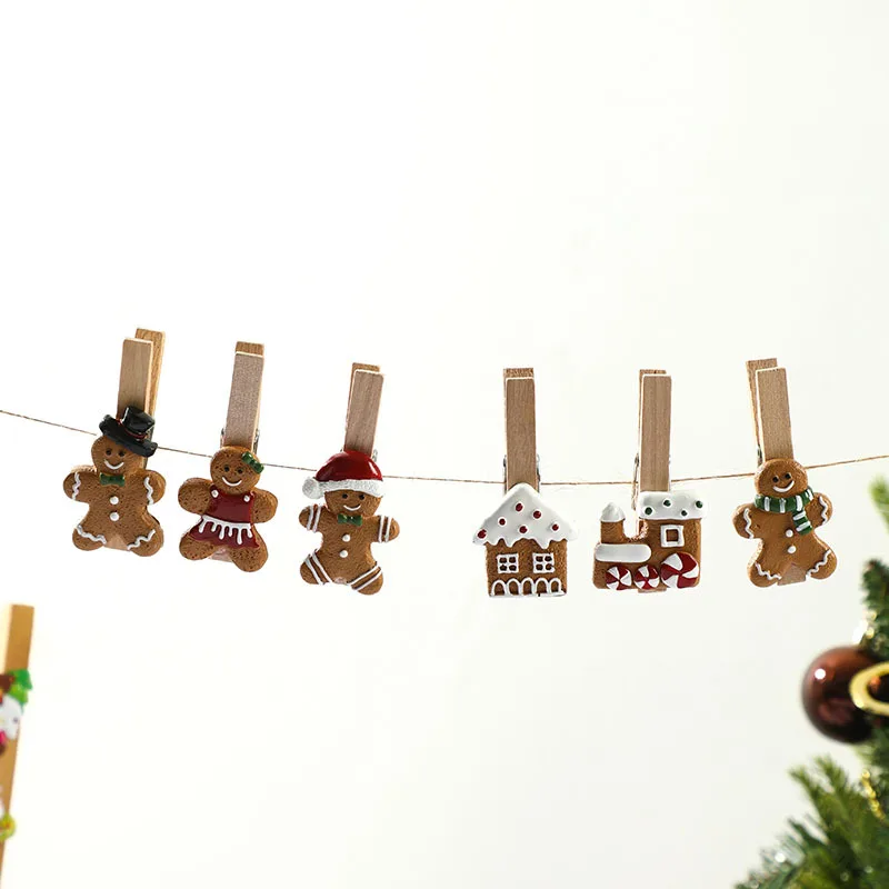 Decoración navideña de hombre de jengibre, colgante pequeño de resina, adorno de árbol de Navidad para Bar, restaurante, decoración de arreglo de escena