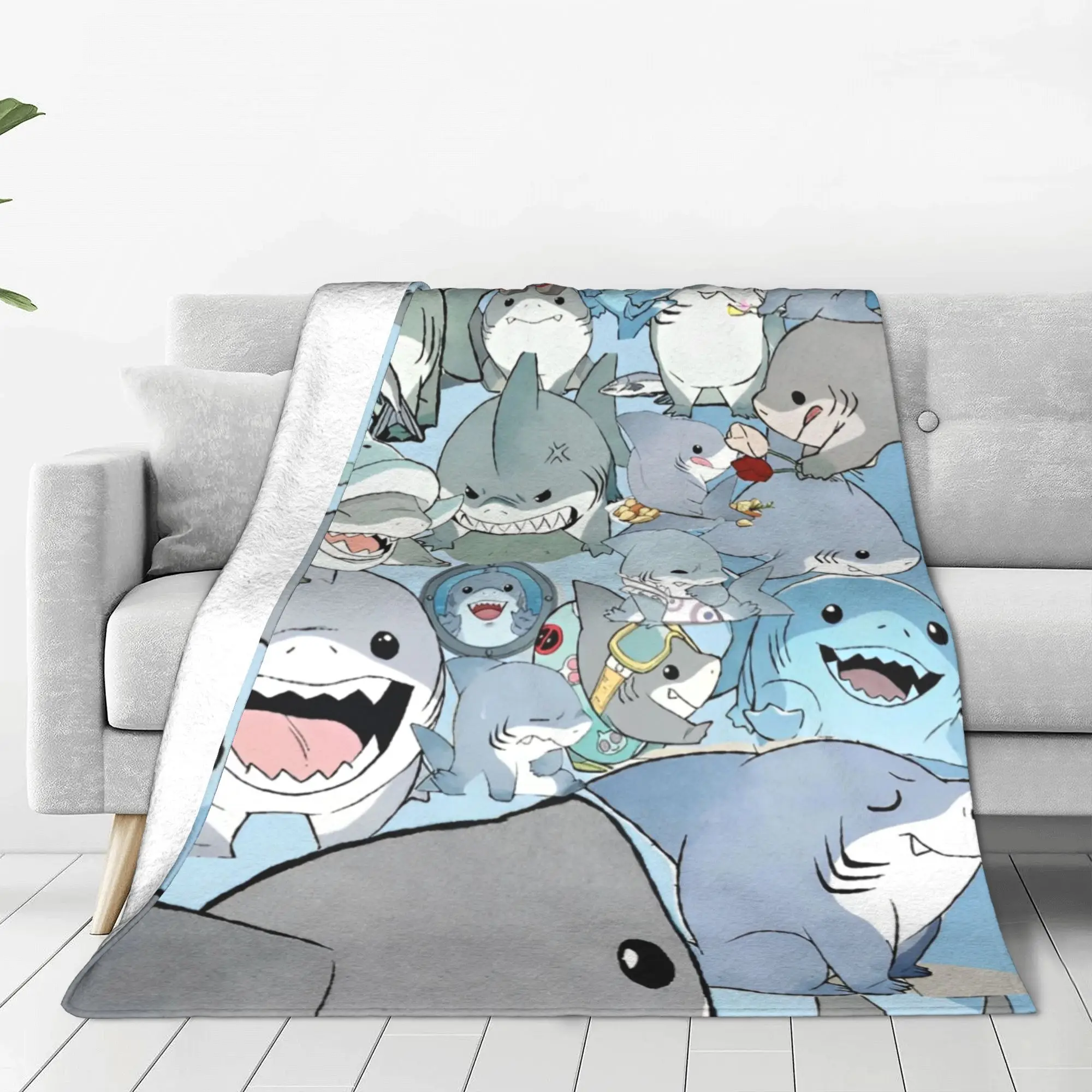 Marvel-Rivals Jeff the Land shark Blanket Cover PVP Video Game Flannel Throw Blankets Lightweight Portable Plush Thin Quilt