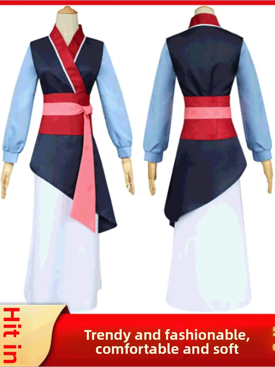 

loween Costume Clothes Children's Clothing Hua Mulan Stage Costume Ethnic Cotton Traditional Chinese Women's Clothing