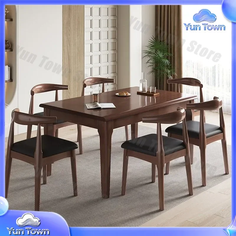 All Solid Wood Dining Table for Nordic Log Style Rectangular Eating Coffee or Tea Table for B&B Small Apartment Integrated
