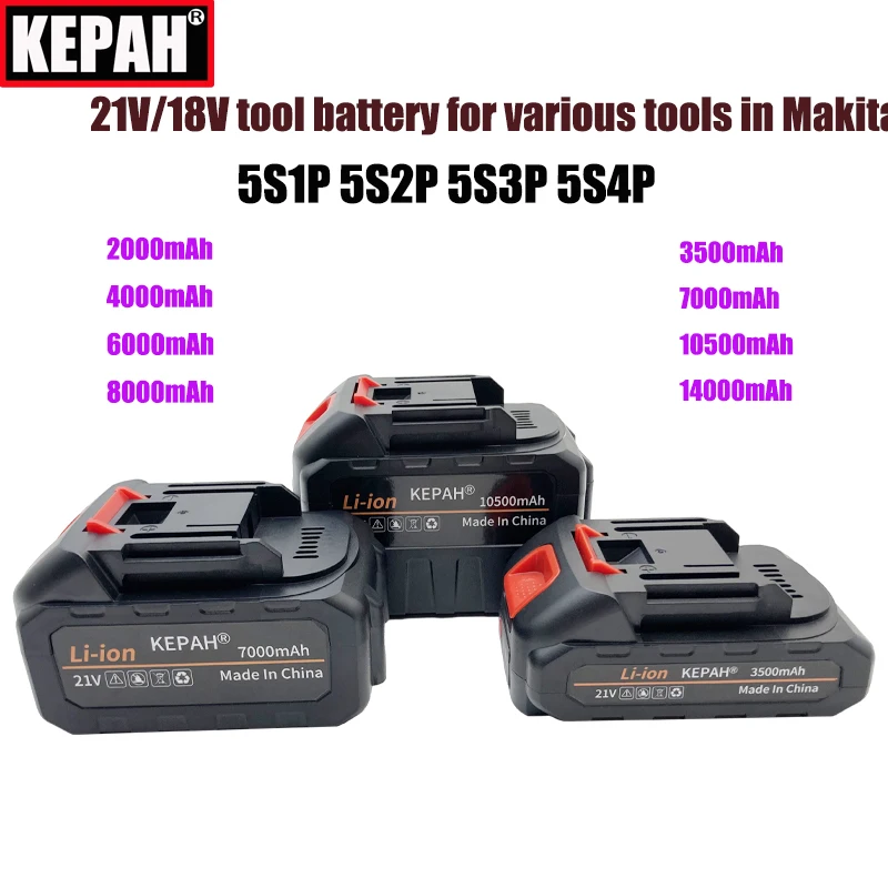 

21V/18V 2AH-14AH 5S1P5S4P power tool battery Adequate capacity for Makita power tools high-pressure water gun car vacuum cleaner