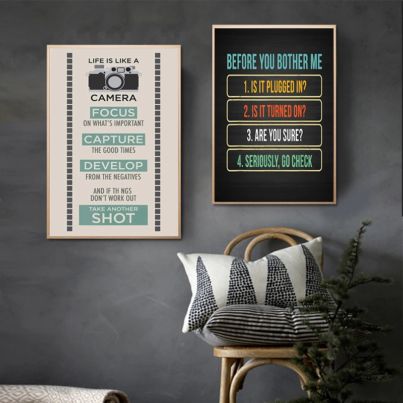 Life is Like a Camera Quotes Vintage Poster Canvas Prints Chalkboard Style Art Painting Picture Photographer Gift Home Decor