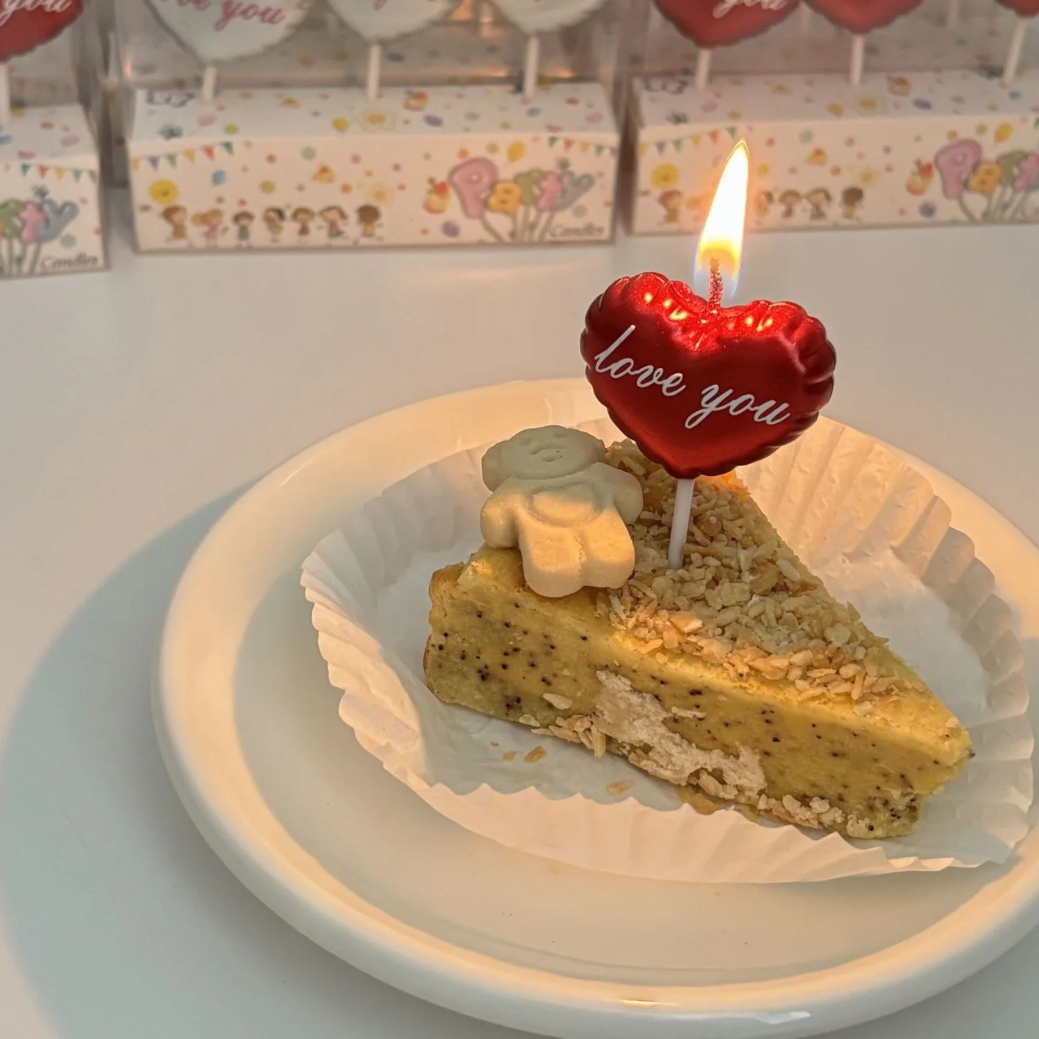 Heart Balloon Cake Candle Printed Love You Cake Topper Valentines Day Wedding Anniversary Proposal Romantic Cake Decor Supplies