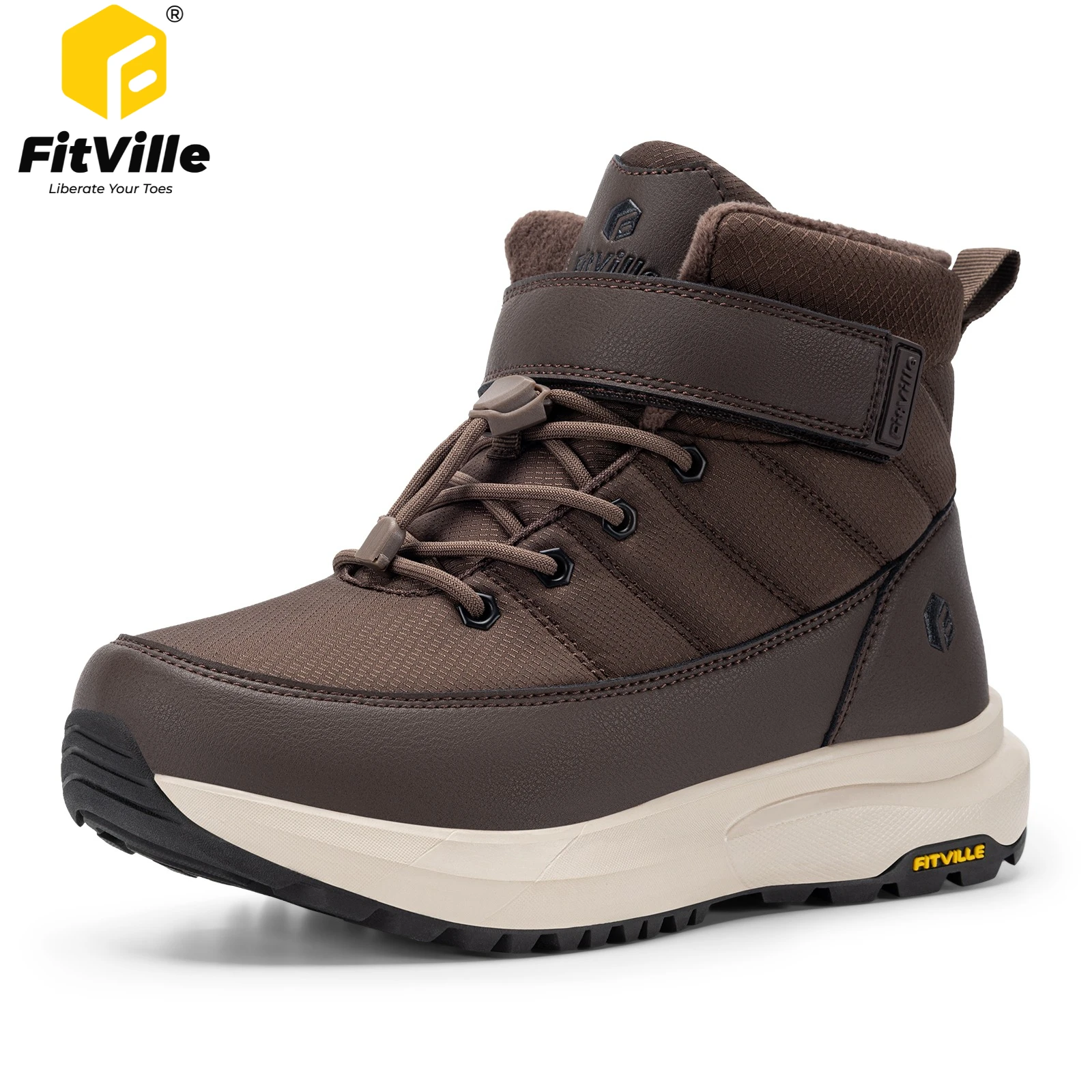 FitVille Women's Winter Boots ExtraWide Toe Hiking Boot WaterRepellent Warm Fleece Lined NonSlip Ladies Snow Shoes for Women