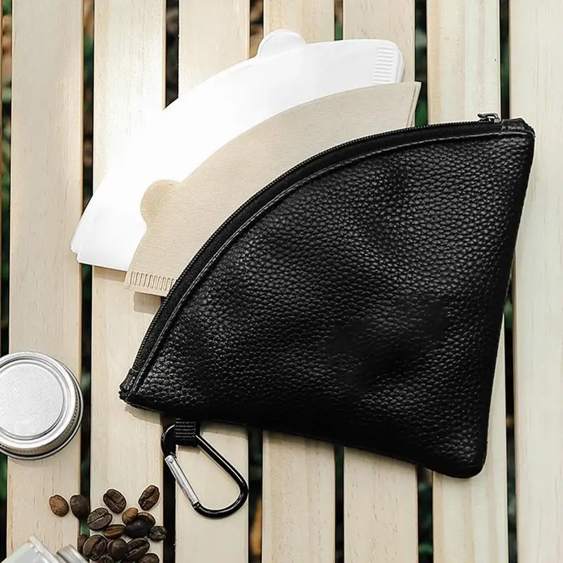 Reusable Coffee Filter Bags PU Coffee Filter Holder Bag Coffee Storage Case Cone Filter Holder Lightweight With Compact Design