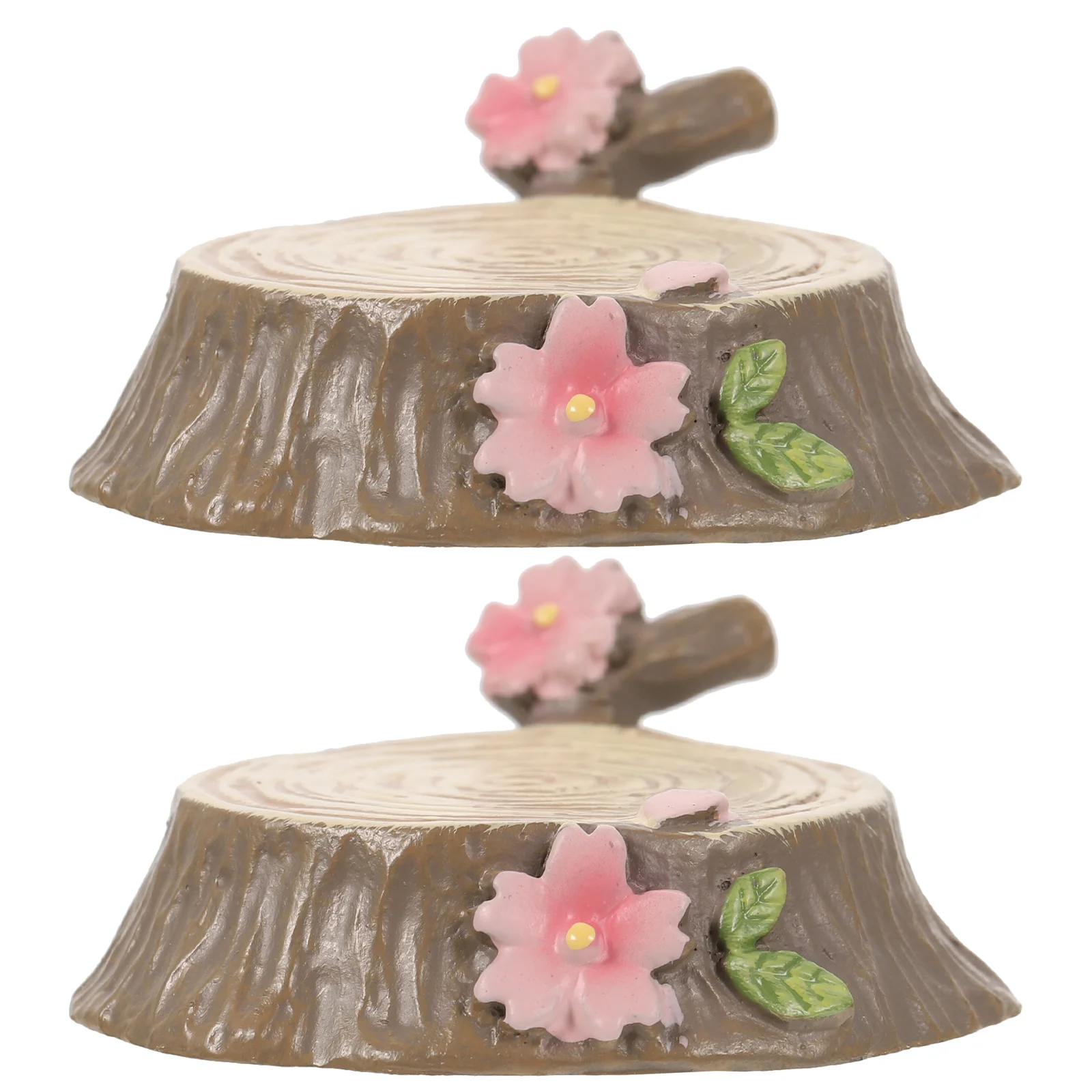 2pcs Miniature Tree Stump Decor Resin For Garden Yard Balcony Micro Landscape Ornament Fairy Garden Accessories
