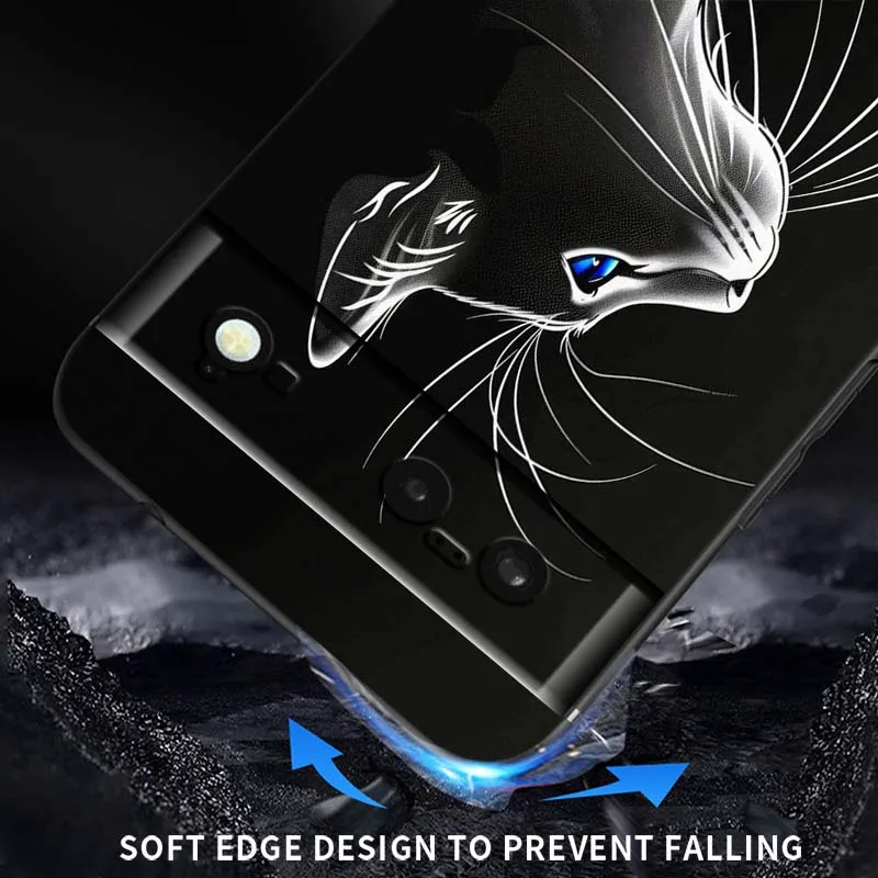 เคสโทรศัพท์ลายการ์ตูนแมวสีดำ สำหรับ Google Pixel 10 9a 9 8A 8 7 7A 6 6A Pro XL 2024 5G สีดำ วัสดุ TPU ซิลิโคนนิ่ม