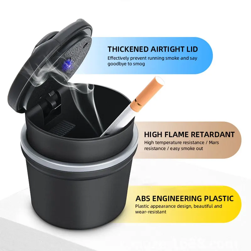 1PCS Car Ashtray Garbage Coin Storage Cup Container Cigar Ash Tray Styling Universal Size automatic light indicator ashtray cup