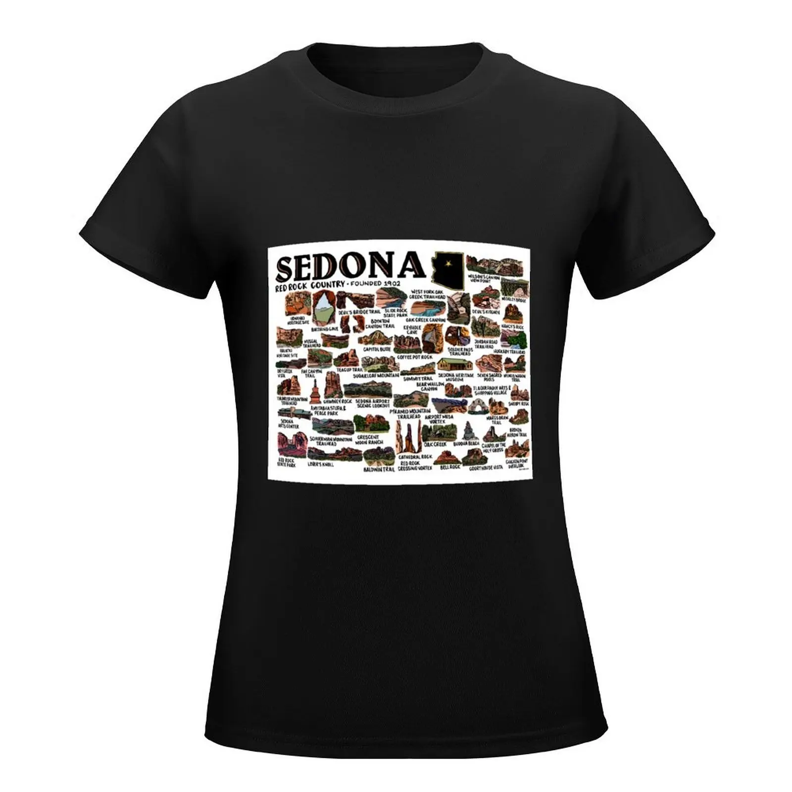 Sedona Map Art T-Shirt heavyweights animal print shirt for girls t-shirt dress for Women long