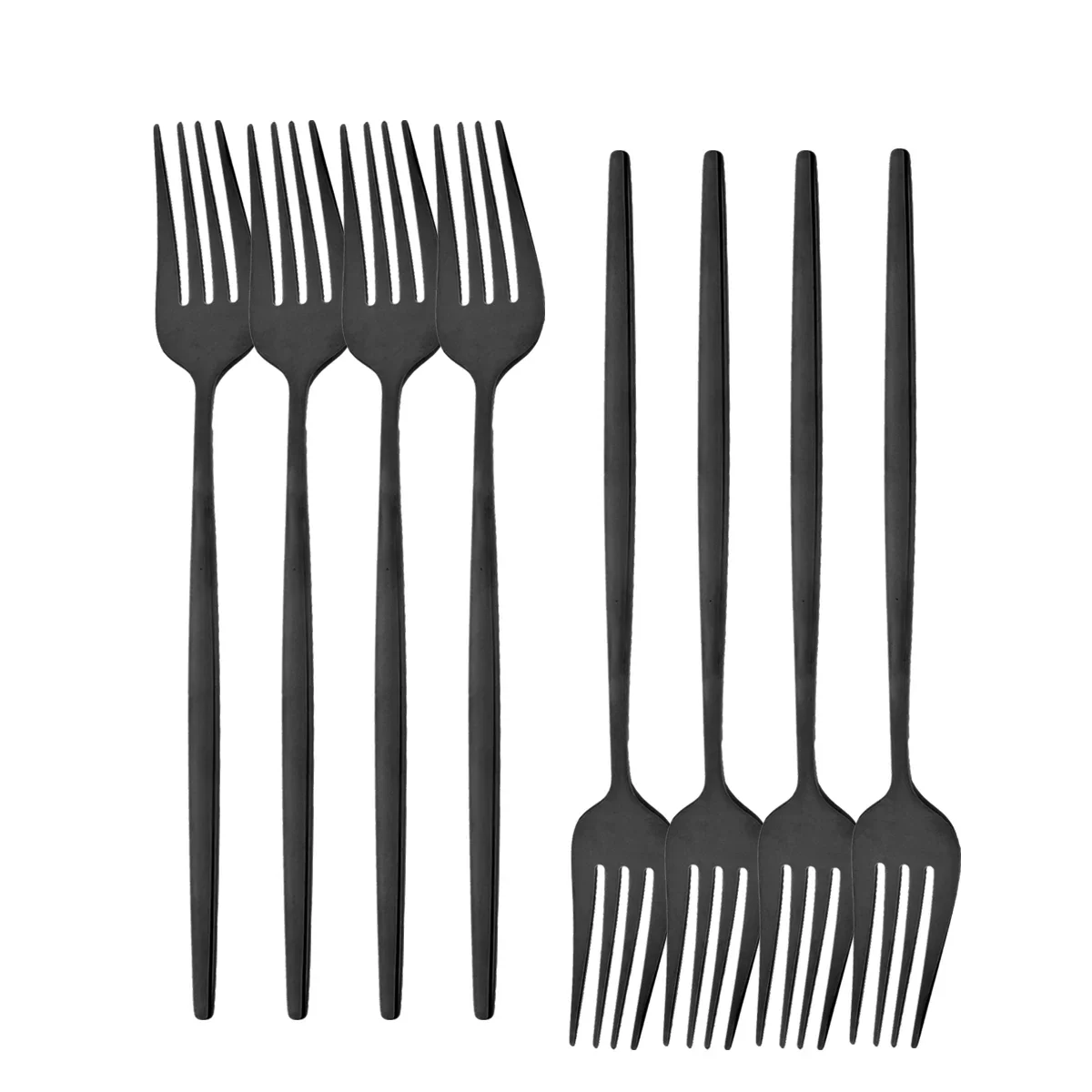 8 قطعة شوكة عشاء الطاولة الفولاذ المقاوم للصدأ الحلوى شوكة أدوات المائدة الشوك مجموعة أدوات المائدة السوداء أواني الطعام اكسسوارات المطبخ #1