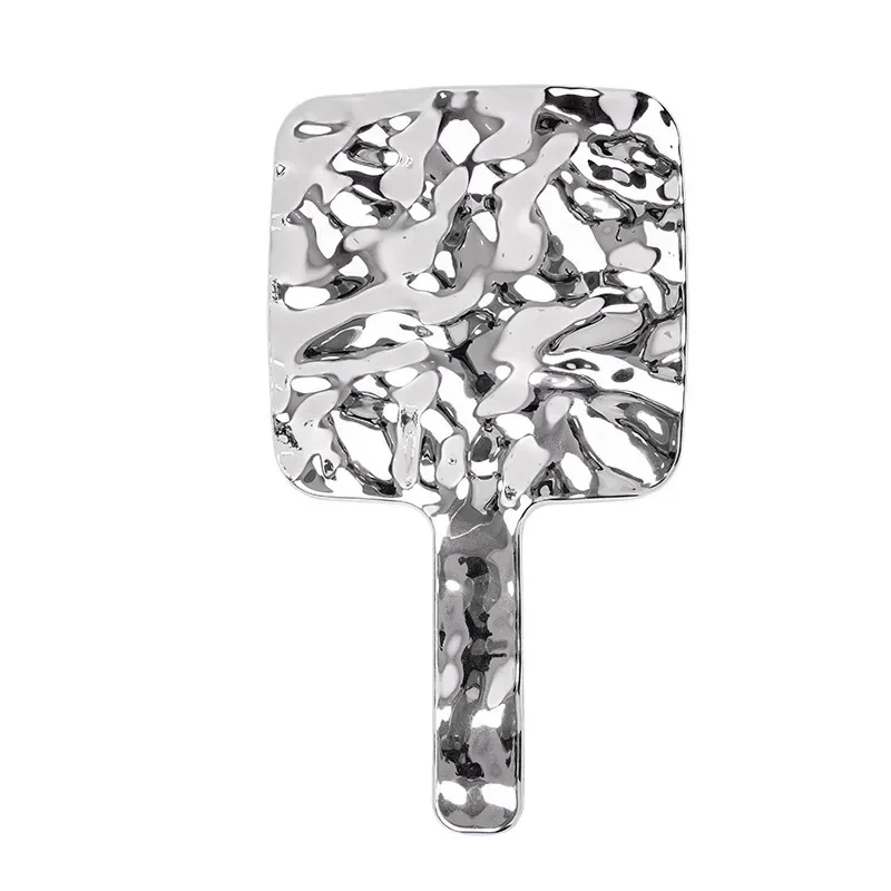 Handle Makeup Mirrors Beauty Portable Square Hand Small Make Up Mirror Electroplated Makeup Mirrors