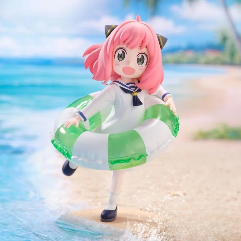 

14cm SPY×FAMILY Anime Figures Anya Cute Swimming Circle Action Figure Pvc Model Statue Desktop Decoration Collection Toys Gift