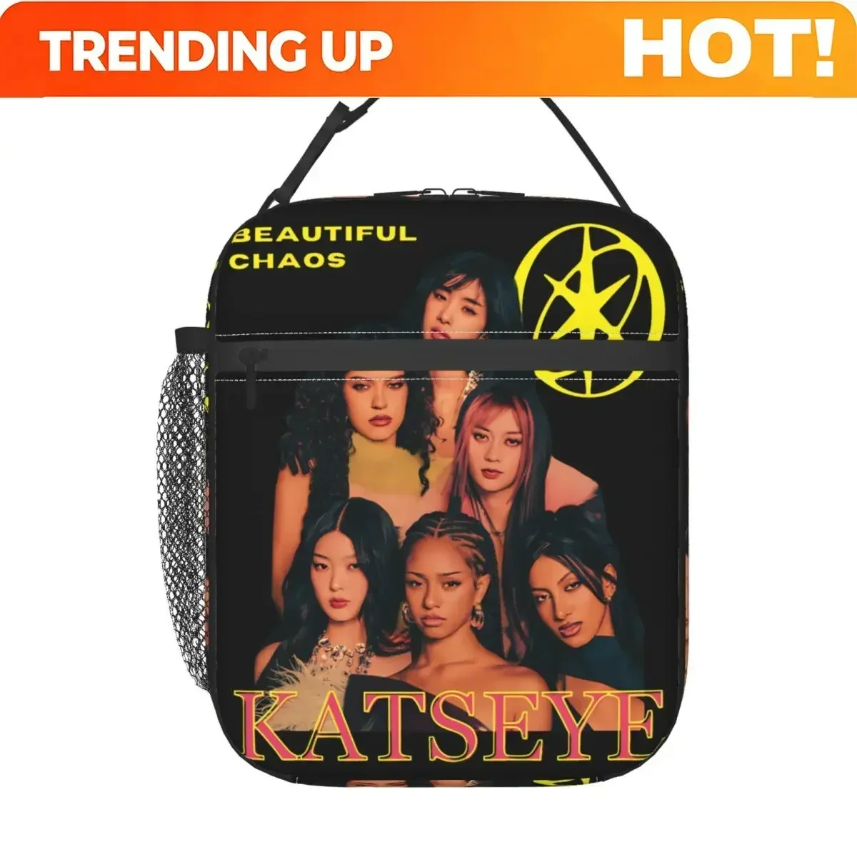 Custom Bag Custom Katseye Beautiful Chaos K-pop Merch Insulated Lunch Bag For Travel Food Storage Bag Reusable Cooler Thermal Be