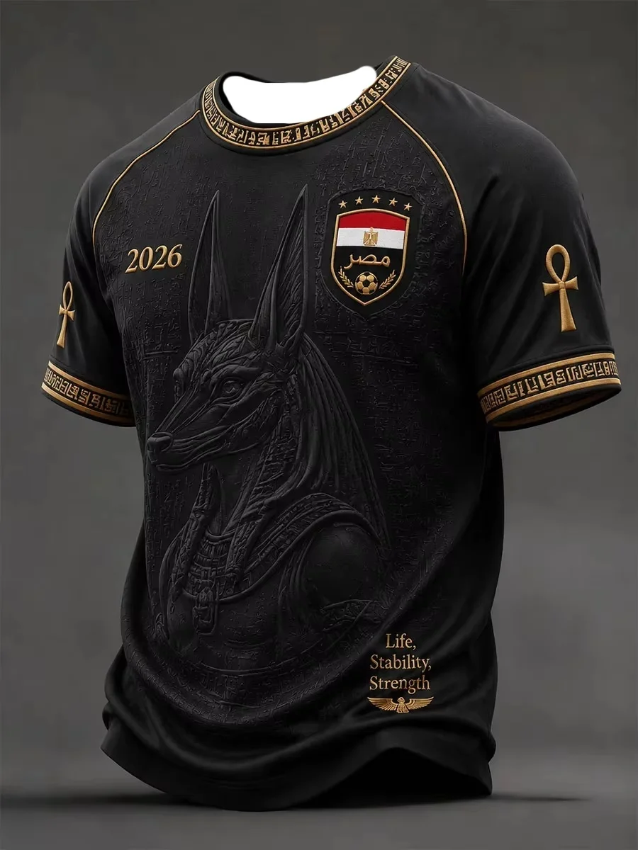 2026 Men Egypt National Team Football Shirt Full Ancient Egyptian Relief Jacquard  Breathable Fan Sport Jersey FamilyMatching