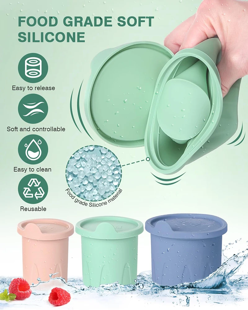 1-3 Pcs Silicone Ice Cube Trays For Stanley 20-40 Oz Tumbler Cup Cylinder Ice Maker Mold With Lid For Chilling Drinks Whiskey