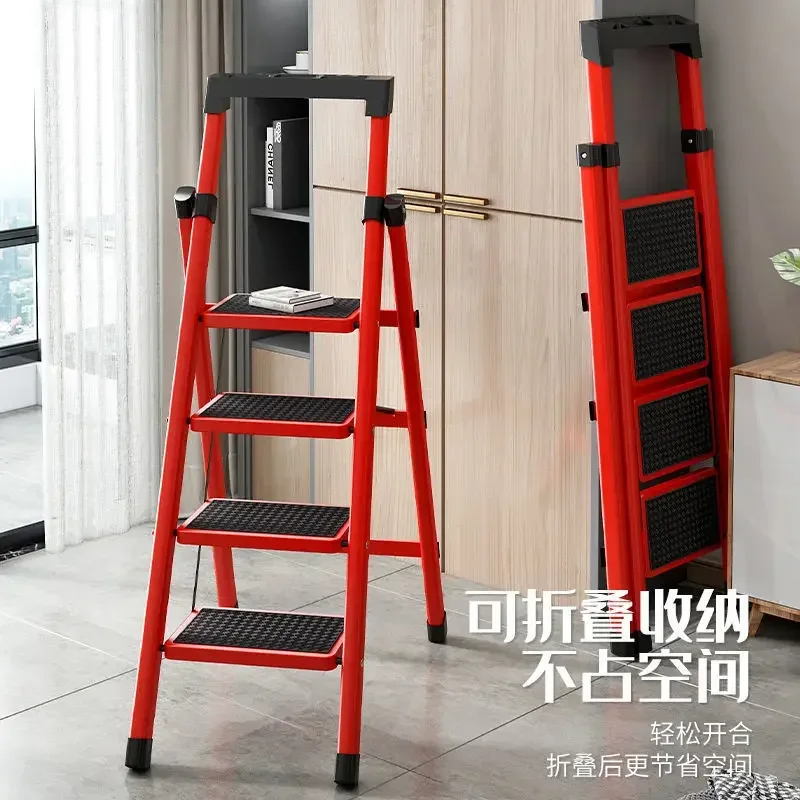 Folding Household Ladder Herringbone Ladder Multi-functional Telescopic Folding Indoor Carbon Steel Mobile Step