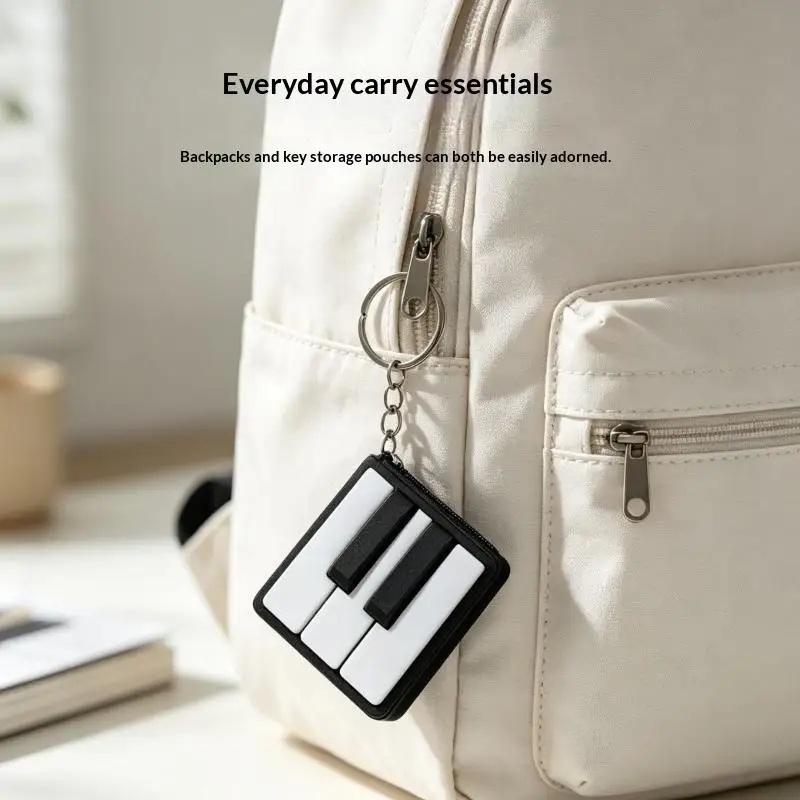 3D Printed Mini Piano Keyboard Clicker Fidget Toy Sensory Stress Relief Keychain Office Desktop Decor Souvenir Gift